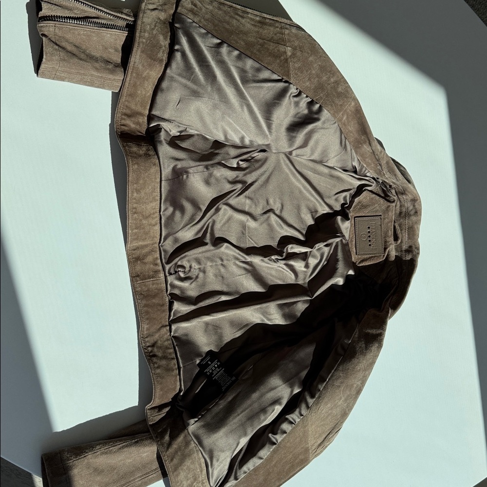 Blank NYC Taupe Light Brown Leather Moto suede Jacket size Small - Picture 8 of 13